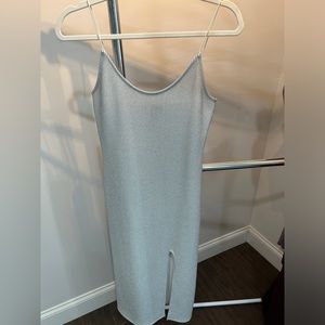 Topshop amazing silver sparkle dress with slit. Size 6